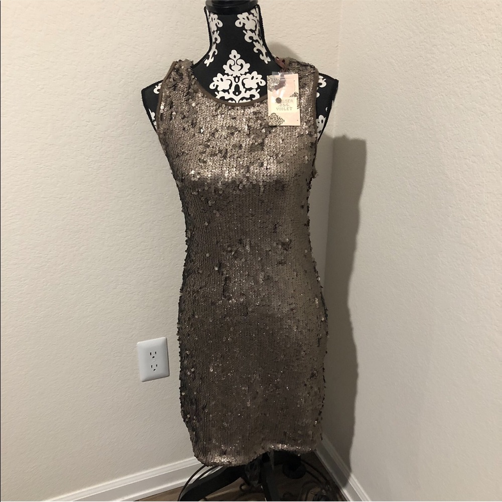 Chelsea & Violet bronze sequin dress NWT